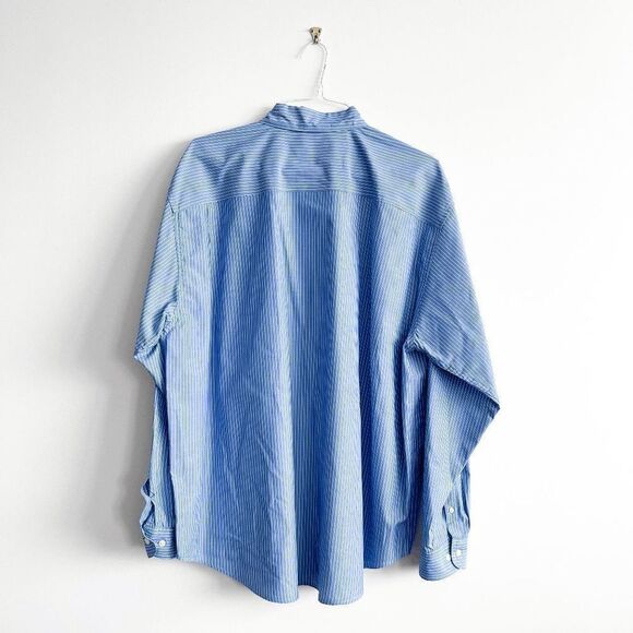 Timber Creek by Wrangler Mens Dress Shirt Pinstripes Long Sleeve Blue XL - Picture 2 of 8